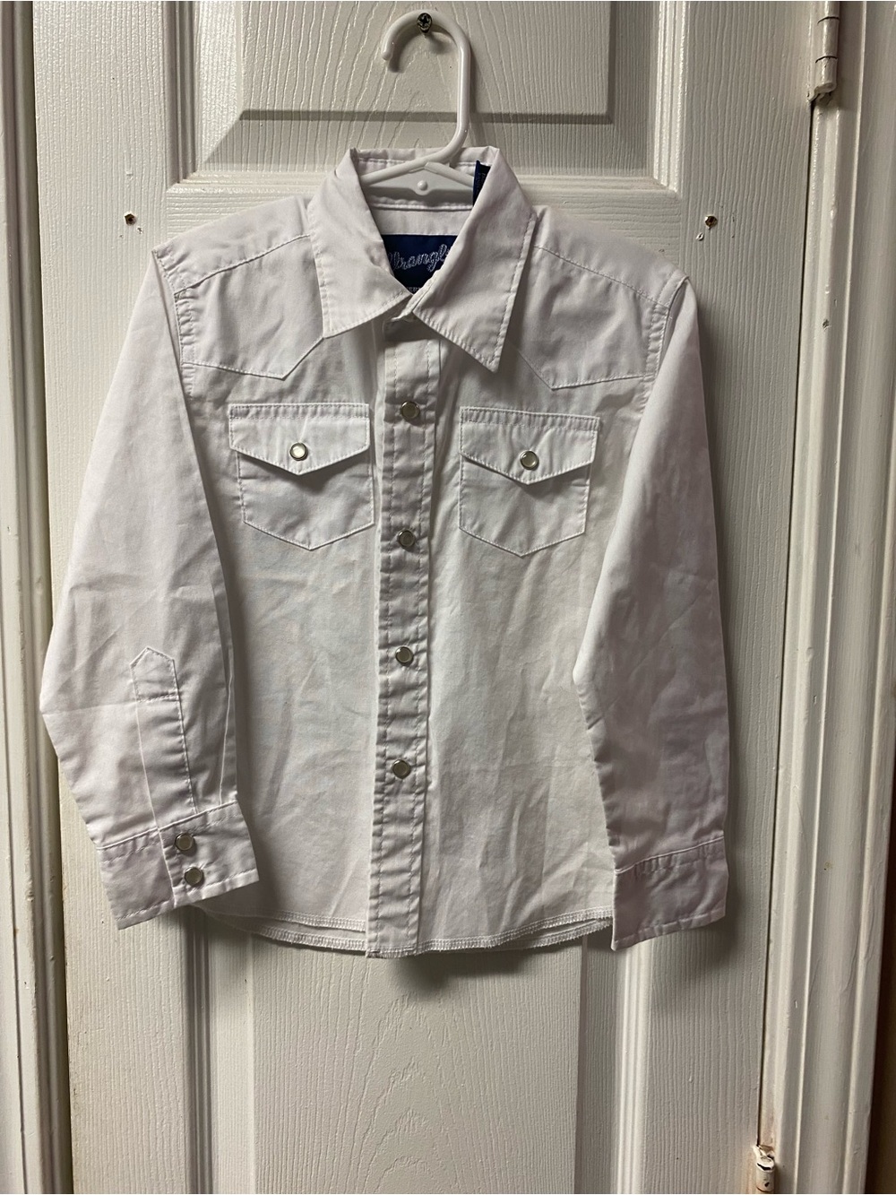 Wrangler White Boys' Western Snap-Front Shirt size 3/4